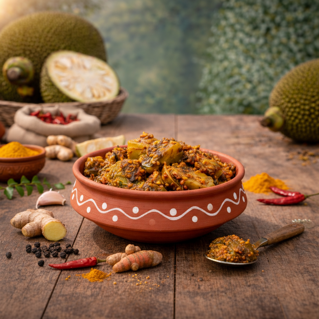 Traditional Indian achar displayed in a glass jar with rich red masala, showcasing homemade-style pickle made from natural ingredients without artificial preservatives.